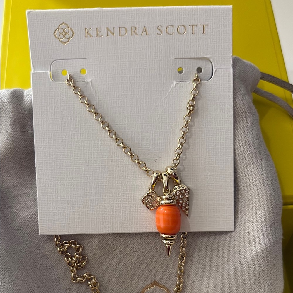 Kendra Scott New Necklace Orange and Gold